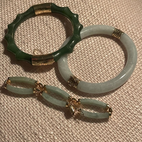 Bundle 3 jade 14k gold genuine jade - Picture 6 of 9